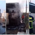 Θεσσαλονίκη: Φωτιά σε λεωφορείο δίπλα σε βενζινάδικο