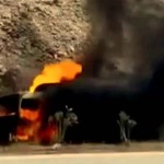 Βυτιοφόρο πήρε φωτιά στην εθνική οδό Αθηνών - Κορίνθου