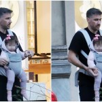 Γιούρκας Σεϊταρίδης: Βόλτα στο κέντρο με την κόρη του στο μάρσιπο