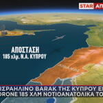 Χάρτης εντοπισμού drone προς την Κύπρο από το BARAK MX