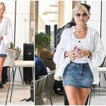 Φαίη Σκορδά: To casual chic look της με super mini denim φούστα