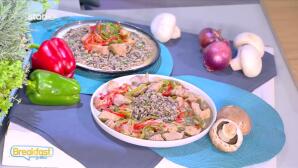 Συνταγή για χοιρινή τηγανιά με μανιτάρια ραγού