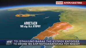 Χάρτης εντοπισμού drone προς την Κύπρο από το BARAK MX
