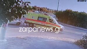 Χανιά: Βίντεο από τη σύγκρουση ασθενοφόρου με ΙΧ