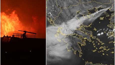 Οι πυρκαγιές κάλυψαν με καπνό τον ουρανό της Ελλάδας - Eικόνα από δορυφόρο