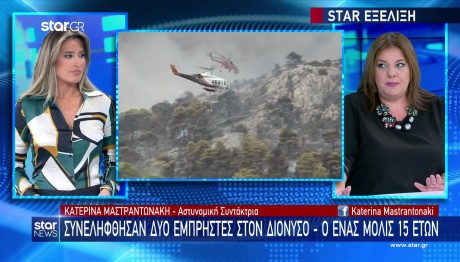 Συνελήφθησαν δύο εμπρηστές στον Διόνυσο - Ο ένας μόλις 15 ετών