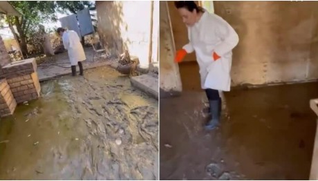 Βισκαδουράκης: Η σύζυγός του στο πλημμυρισμένο σπίτι τους στην Καρδίτσα