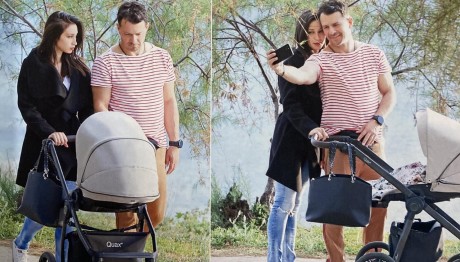 Αγγελόπουλος - Βαμβακούση: Bόλτα με τη μπέμπα τους στη Βούλα