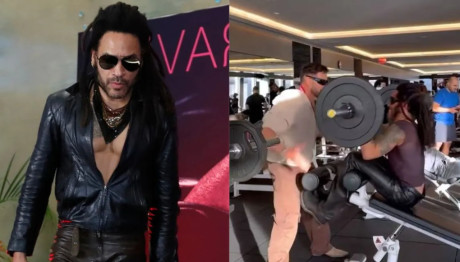 Λένι Κράβιτζ: Γυμνάζεται με δερμάτινο παντελόνι, διάφανη μπλούζα