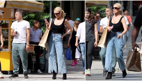 Κατερίνα Καινούργιου: Για ψώνια με ψηλόμεσο denim & μαύρα μποτάκια