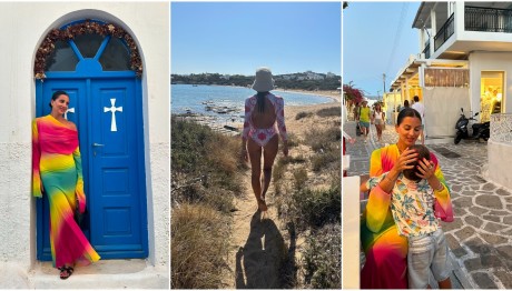 Σταματίνα Τσιμτσιλή: Με rainbow φόρεμα στην Αντίπαρο- Το ολόσωμο surf suit