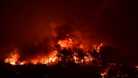 Φωτιά στον Βαρνάβα: Κατευθύνεται προς τη λίμνη Μαραθώνα