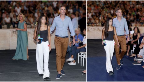 Σία Κοσιώνη & Κώστας Μπακογιάννης με την κόρη του, Δανάη, στο Καλλιμάρμαρο