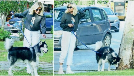 Φαίη Σκορδά: Bόλτα με τον Μίκυ, τον αγαπημένο σκύλο του μπαμπά της