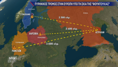 Ρωσία Ευρώπη χάρτης βεληνεκούς πυρηνικών