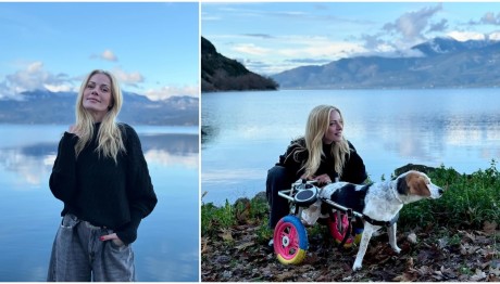 Μακρυπούλια: Στη λίμνη Τριχωνίδα, έχοντας μαζί τη σκυλίτσα του Χατζηγιάννη