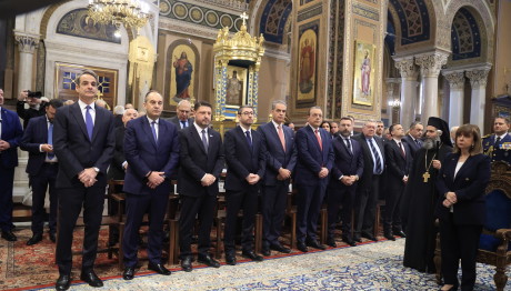 Σακελλαροπούλου, Μητσοτάκης, Ανδρουλάκης, Χαρδαλιάς, Δούκας στη δοξολογία