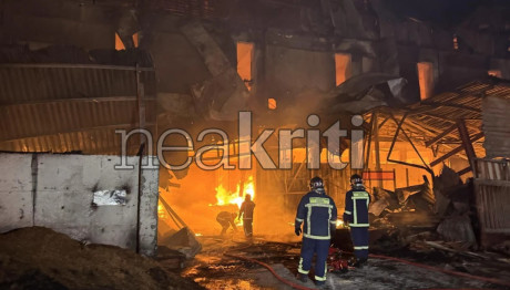 Ηράκλειο: Φωτιά Σε Εργοστάσιο Ξυλείας
