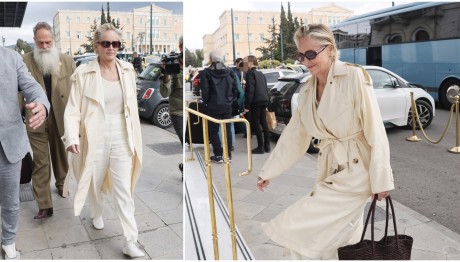 Στην Αθήνα η Sharon Stone – Οι φωτογραφίες της με φόντο τη Βουλή