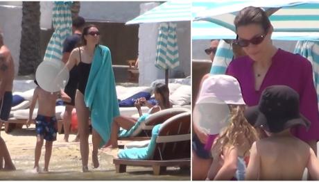 Βίκυ Καγιά: Mε τα παιδιά της στη Μύκονο - Το μαύρο ολόσωμο μαγιό που φόρεσε