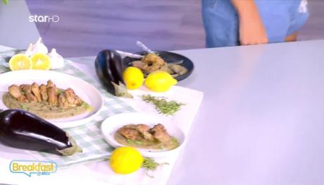 Συνταγή για ψαρονέφρι με πουρέ μελιτζάνας