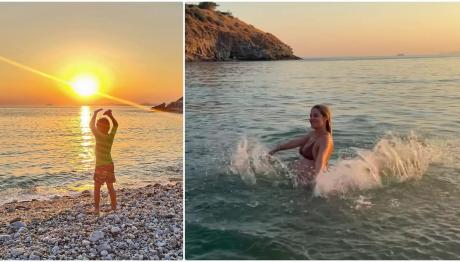 Τζένη Θεωνά: Παιχνίδια στη θάλασσα στον 7ο μήνα της εγκυμοσύνης της