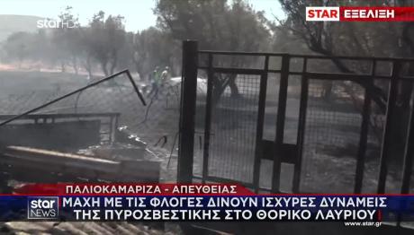 Φωτιά Τώρα Στην Παλαιοκαμάριζα Αττικής