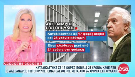 Γιωτόπουλος: Ανατροπή Στην Αποφυλάκισή Του Από  Άρειο Πάγο