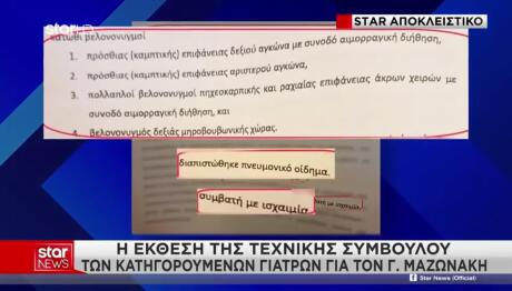 Μαζωνάκης: Η Έκθεση Της Τεχνικής Συμβούλου Των Γιατρών