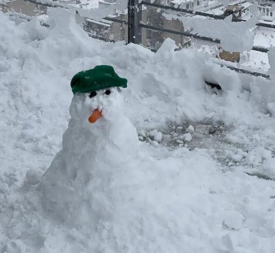 O χιονάνθρωπος που έφτιαξε με τους γιους του ο Αλέξης Τσίπρας- φωτογραφία Instagram