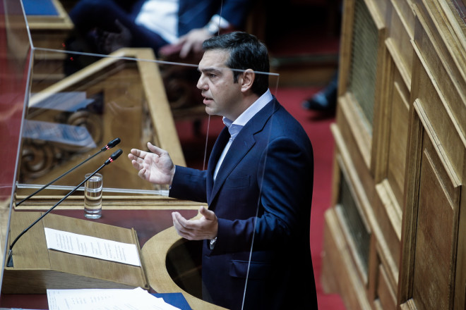 O πρόεδρος του ΣΥΡΙΖΑ από το βήμα της Βουλής στην «Ώρα του Πρωθυπουργού»- φωτογραφία Eurokinissi