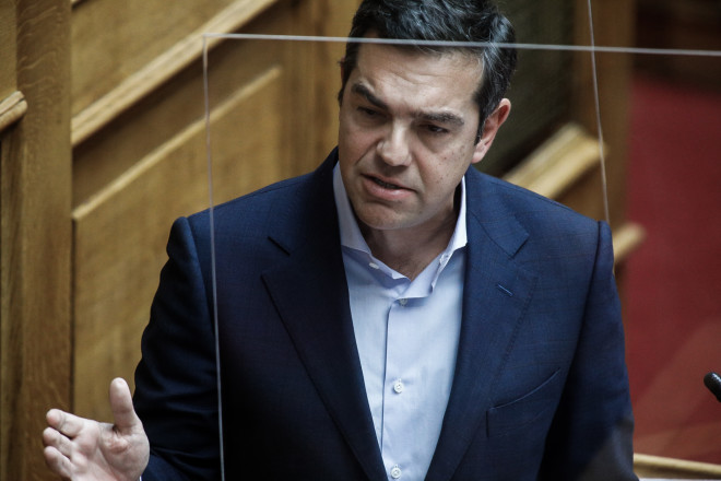 Στιγμιότυπο από τη δευτερολογία του Αλέξη Τσίπρα σήμερα στη Βουλή- φωτογραφία Eurokinissi