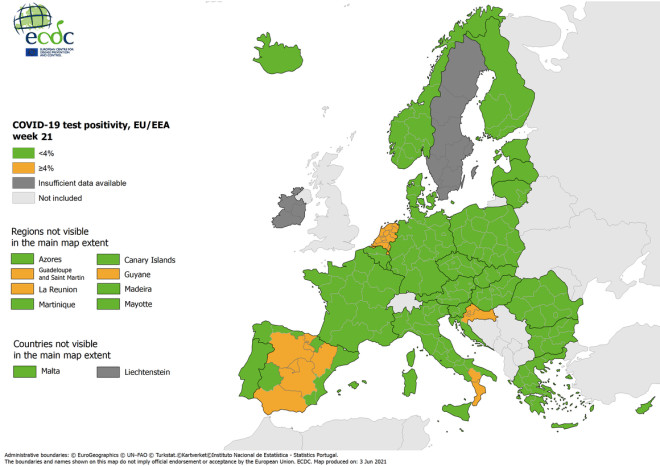 «Πράσινη» η Ελλάδα στον δείκτη θετικότητας- πηγή ECDC