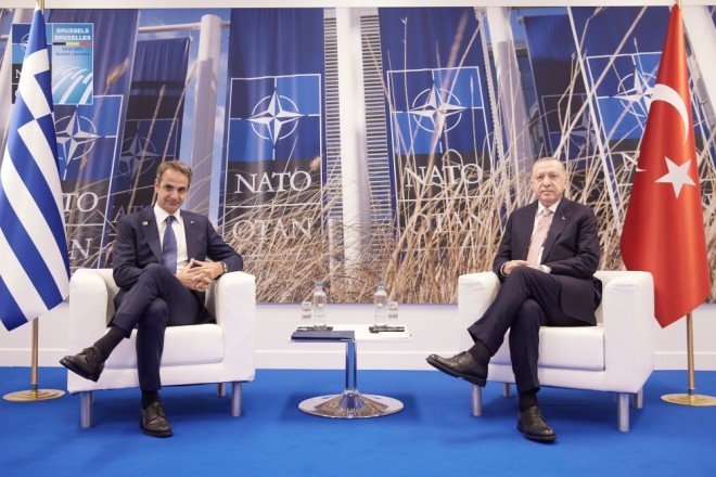 συνάντηση Μητσοτάκη Ερντογάν στη σύνοδο κουρφής του ΝΑΤΟ στις Βρυξέλλες   