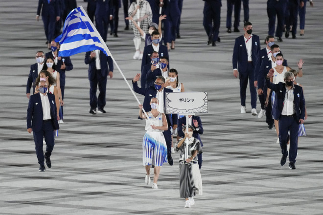 Η ελληνική ομάδα παρέλασε πρώτη με σημαιοφόρους την Κορακάκη και τον Πετρούνια- φωτογραφία ΑΡ