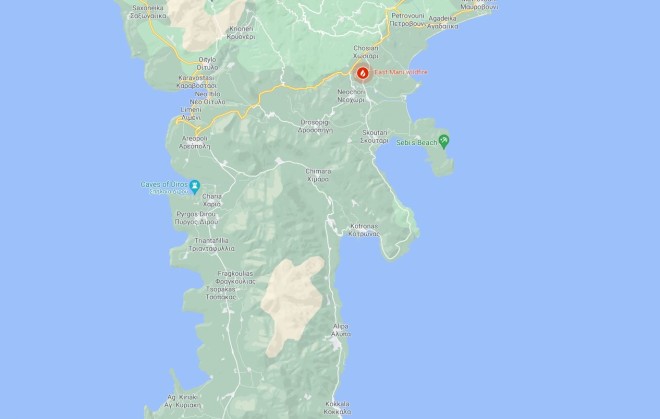 Η πυρκαγιά στην ανατολική Μάνη- φωτογραφία Google maps