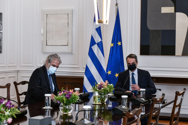 Χρήστος Στυλιανίδης- Κυριάκος Μητσοτάκης κατά τη σύσκεψη μετά την ορκωμοσία του νέου υπουργού- φωτογραφία Eurokinissi
