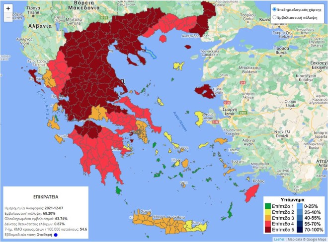 Ο επιδημιολογικός χάρτης της Ελλάδας 