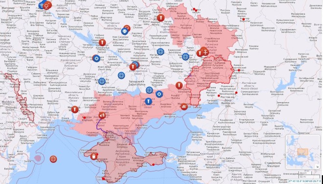 Χάρτης Ουκρανία στρατιωτικές επιχειρήσεις 
