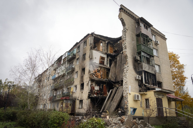 Ουκρανία βομβαρδισμένο κτίριο