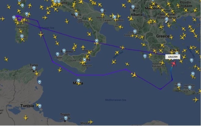 Η πορεία που ακολούθησε το αεροσκάφος για να επιστρέψει στην Αθήνα