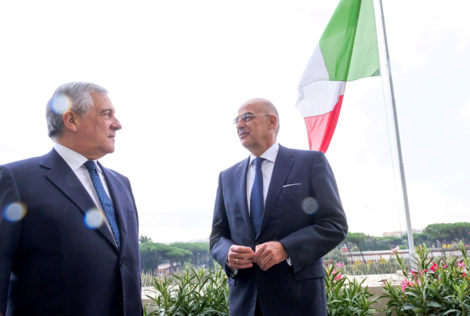 Ο Νίκος Δένδιας με τον Ιταλό Υπουργό Εξωτερικών Αντόνιο Ταγιάνι