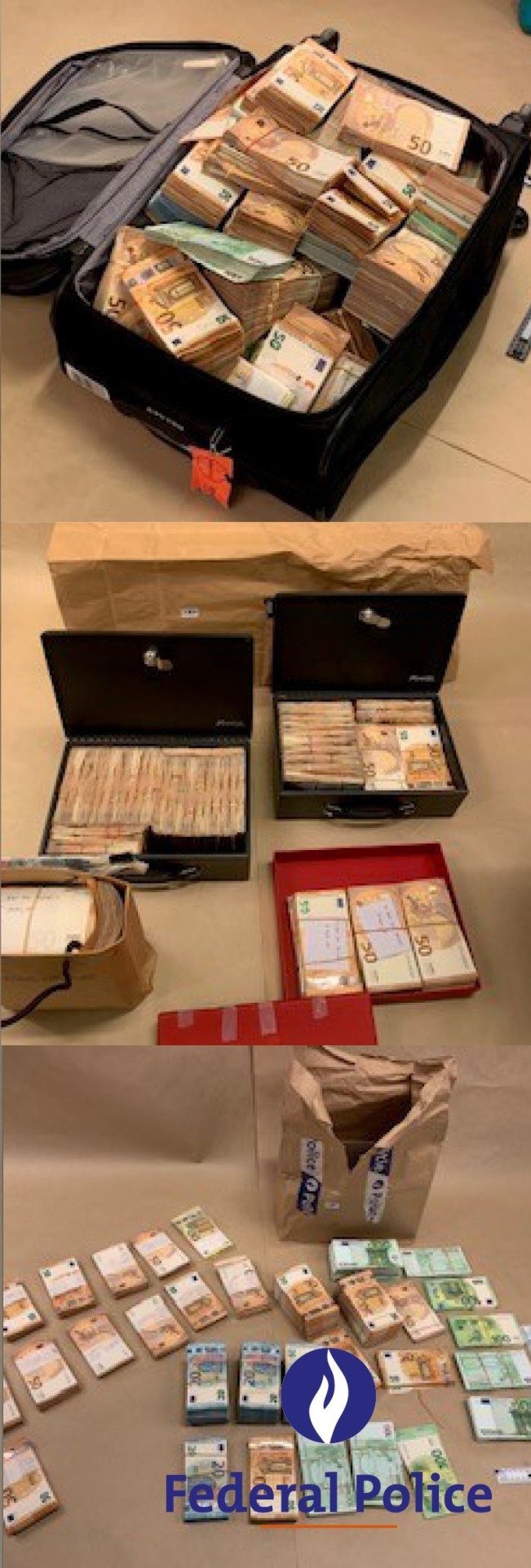Τα χρήματα που βρέθηκαν μετά από την έρευνα των βελγικών αρχών για το Qatargate