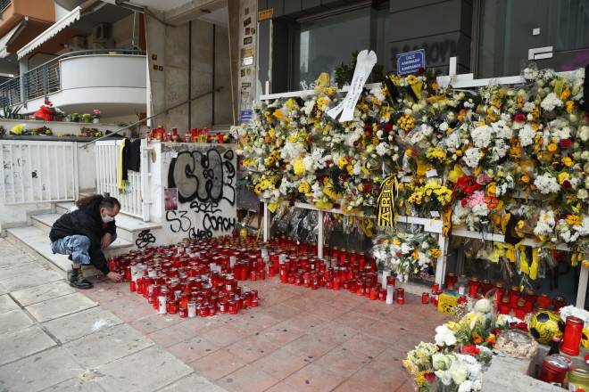 Το σημείο όπου δολοφονήθηκε ο Άλκης Καμπανός/ φωτογραφία Eurokinissi