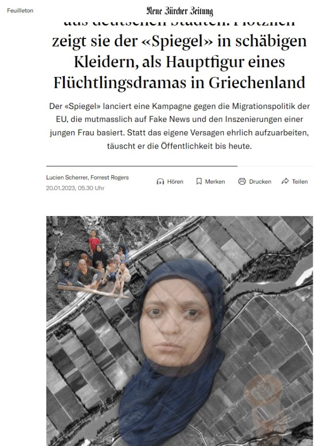  Η ελβετική εφημερίδα Neue Zürcher Zeitung κατακεραύνωσε το γερμανικό περιοδικό «Der Spiegel» για τα δημοσιεύματα του για τη «Μαρία του Έβρου»