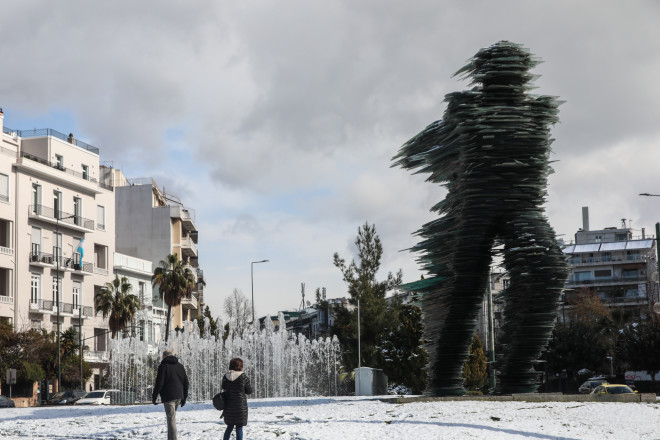 χιόνια στο κέντρο της Αθήνας