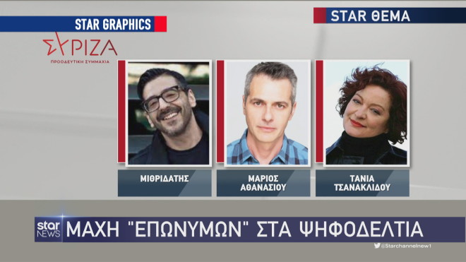 Ο ηθοποιός Μάριος Αθανασίου και η τραγουδίστρια Τάνια Τσανακλίδου στα ψηφοδέλτια του ΣΥΡΙΖΑ 