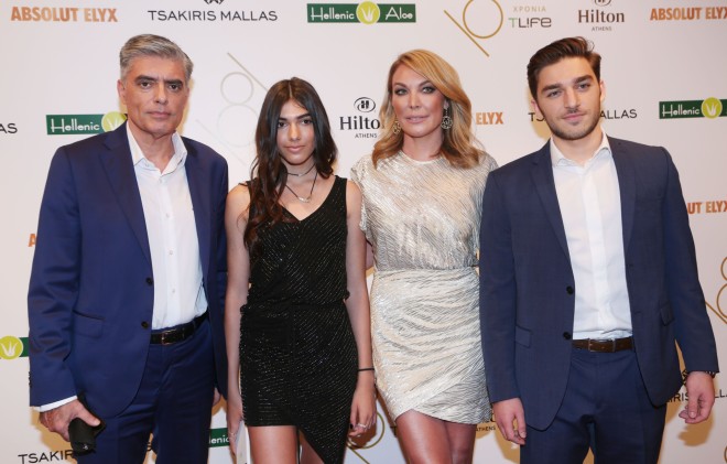 Νίκος Ευαγγελάτος, Λυδία Ευαγγελάτου, Τατιάνα Στεφανίδου & Νικόλας Ευαγγελάτος σε εκδήλωση το 2018