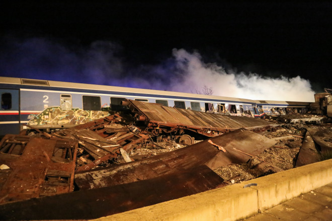 Η σύγκρουση τρένων στα Τέμπη, το βράδυ της 28ης Φεβρουαρίου/ Eurokinissi Τζέκας Λεωνίδας