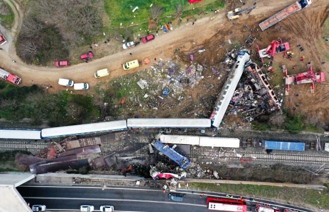 Η σύγκρουση των τρένων στα Τέμπη από drone/ INTIME Κυδώνας Γιώργος